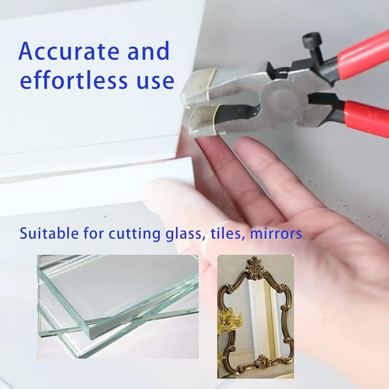 Tayfeim Glass Cutters Tools Set Glass Cutting Tool kit Glass Cutter Glass Running Pliers Breaker Grozer Pliers Stained Glass Tools with Curved Jaws Zipper Package - Image 5